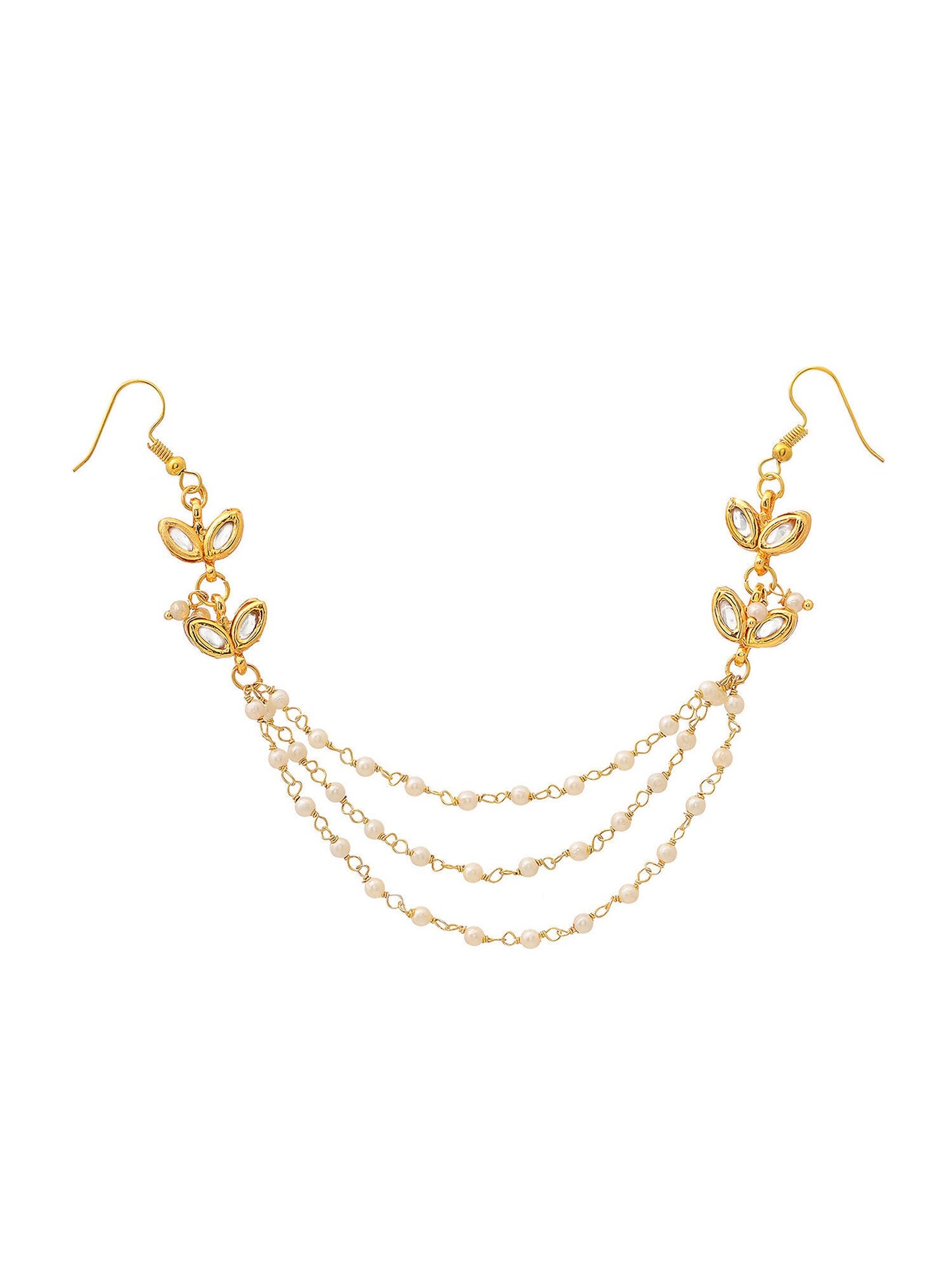 Ruby Raang Gold Kundan and Pearl Hair Jewelry