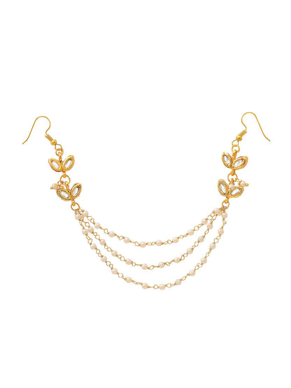 Ruby Raang Gold Kundan and Pearl Hair Jewelry