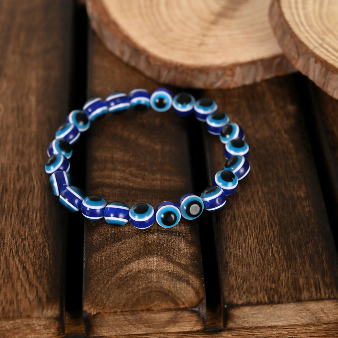 NVR Women & Men Blue Evil Eye Rakhi With Roli Chawal