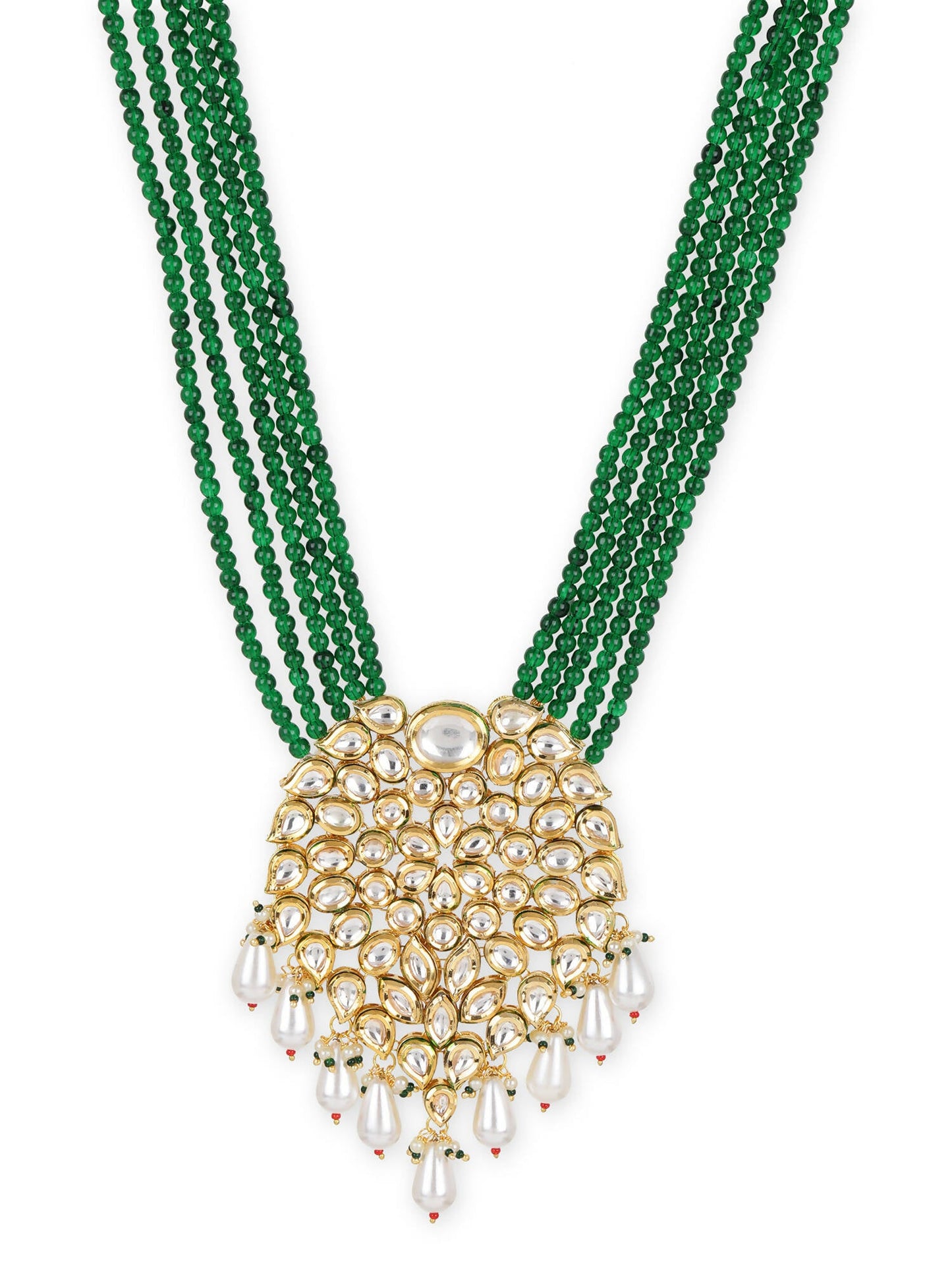 Gold-Toned Green Brass Gold-Polished Necklace - Ruby Raang