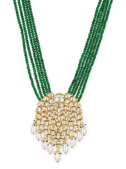 Gold-Toned Green Brass Gold-Polished Necklace - Ruby Raang