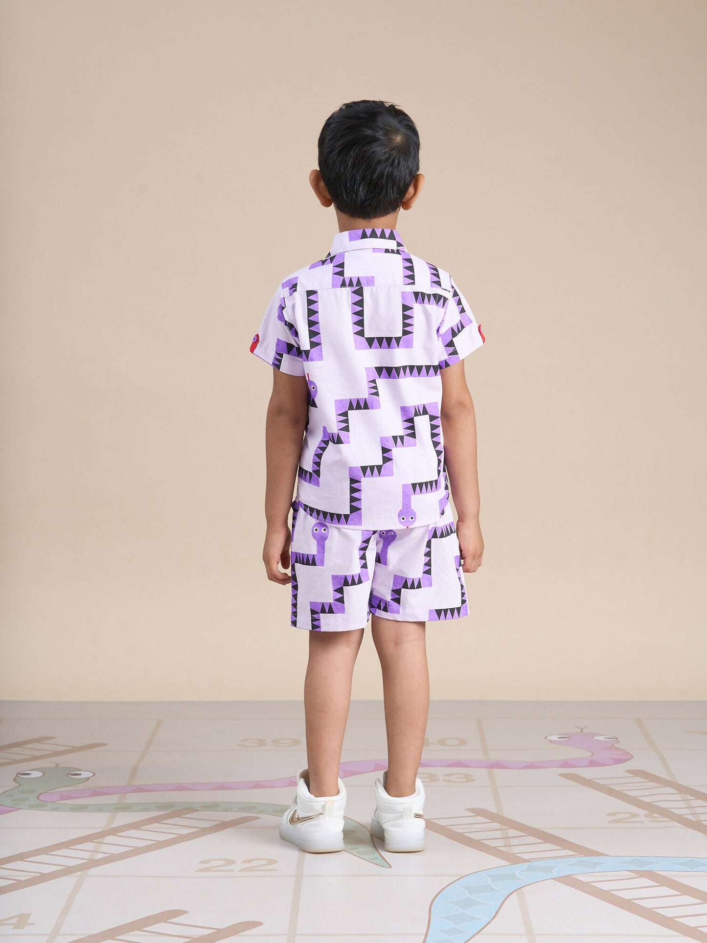 Snakes and Ladders Boys Purple Table Print Shirt and Boxer Set from Siblings Collection