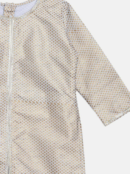 Ahalyaa Poly Silk Gold Printed Straight Kids Kurta With Palazzo For Girls