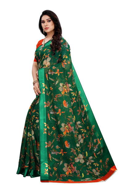 Vamika Green Linen Satin Patta Saree (MANSI GREEN)