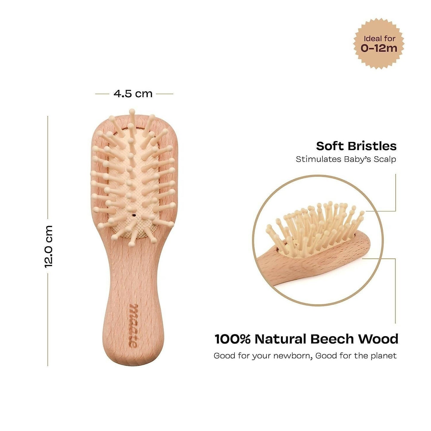 Maate Baby Wooden Comb Set | Beechwood Comb and Hair Brush
