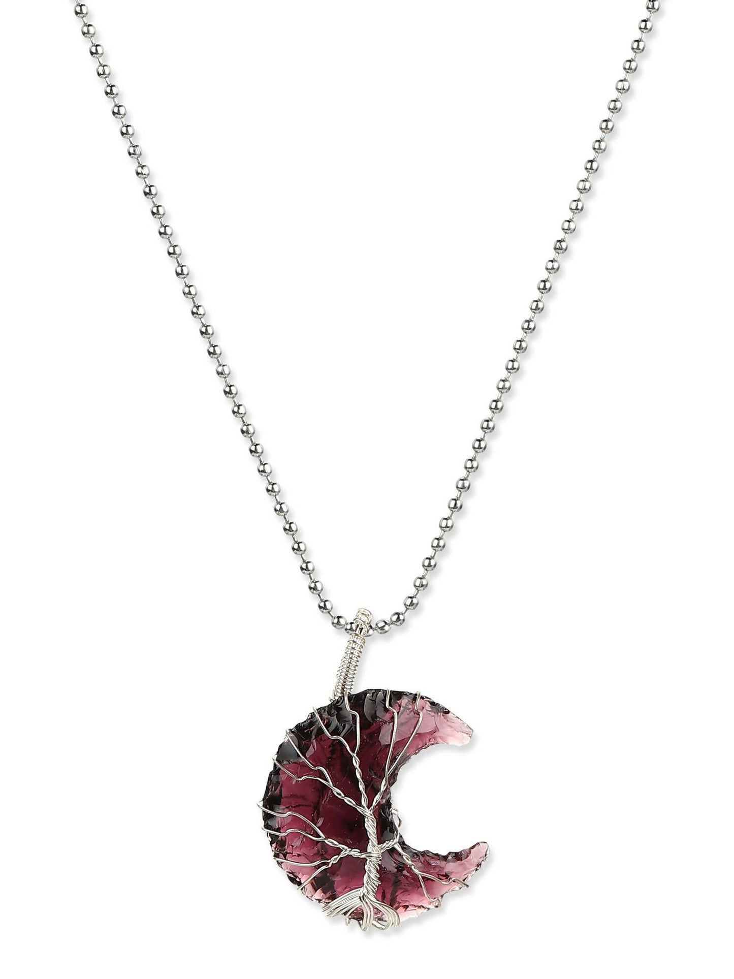 Women's Silver-Toned Purple Silver-Plated Handcrafted Chain - Ruby Raang