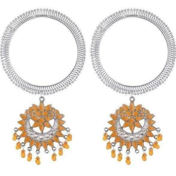 MS Fashion India Silver Bangles With Orange Design Hangings