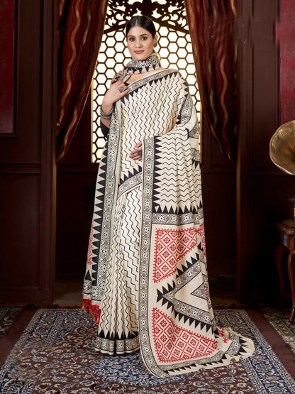 Aayaa Designer Winter Collection Printed Saree With Shawl - Multi Color