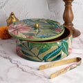 Nestroots Allure Roti Box with Tong Green Printed Mango Wood