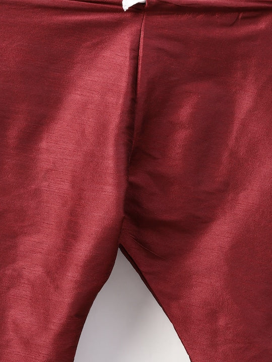 Sojanya Men Maroon Solid Straight Kurta with Churidar