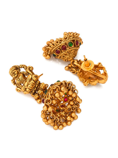 Aadita Gold-Toned Stone-Studded Temple Jewelry Set