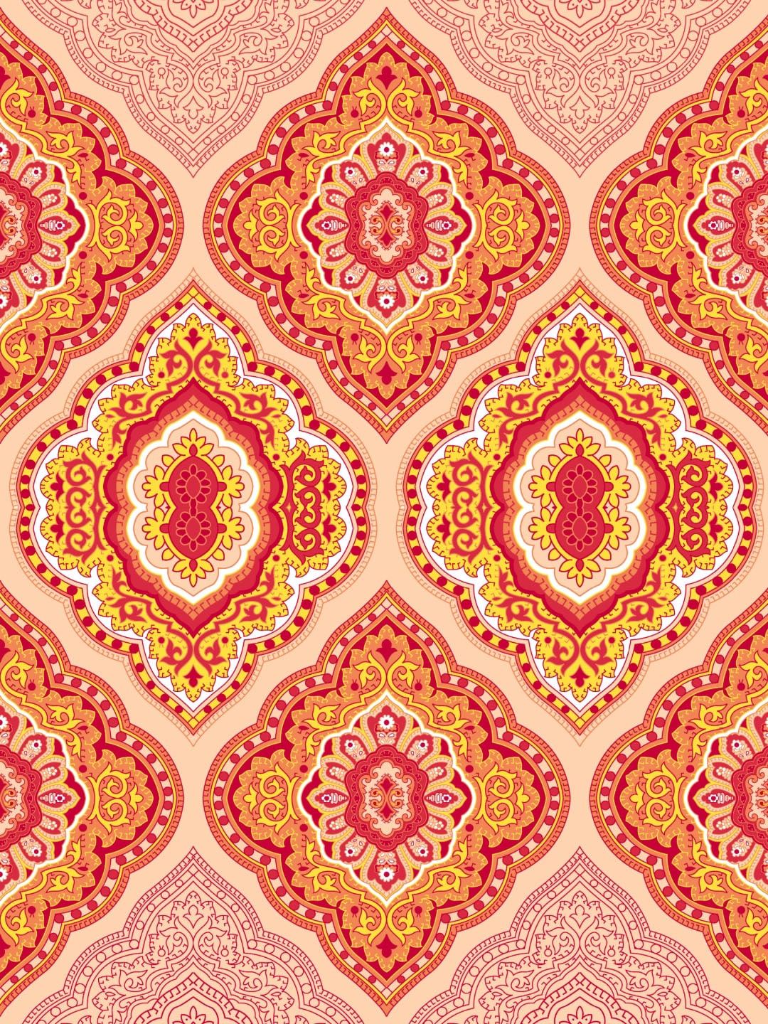 Dreamscape Pink Ethnic Motifs 144 TC Cotton Bedsheet with Pillow Covers