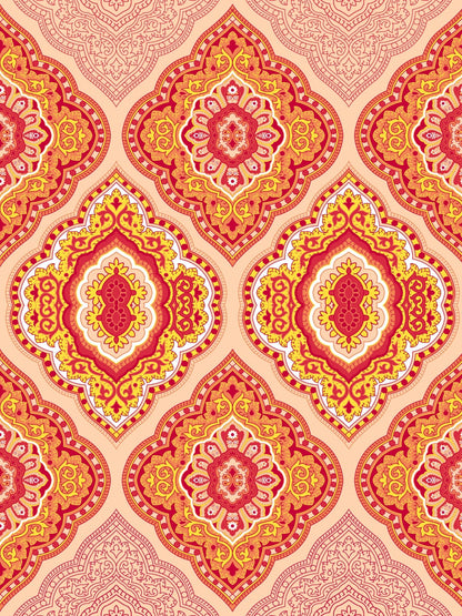Dreamscape Pink Ethnic Motifs 144 TC Cotton Bedsheet with Pillow Covers