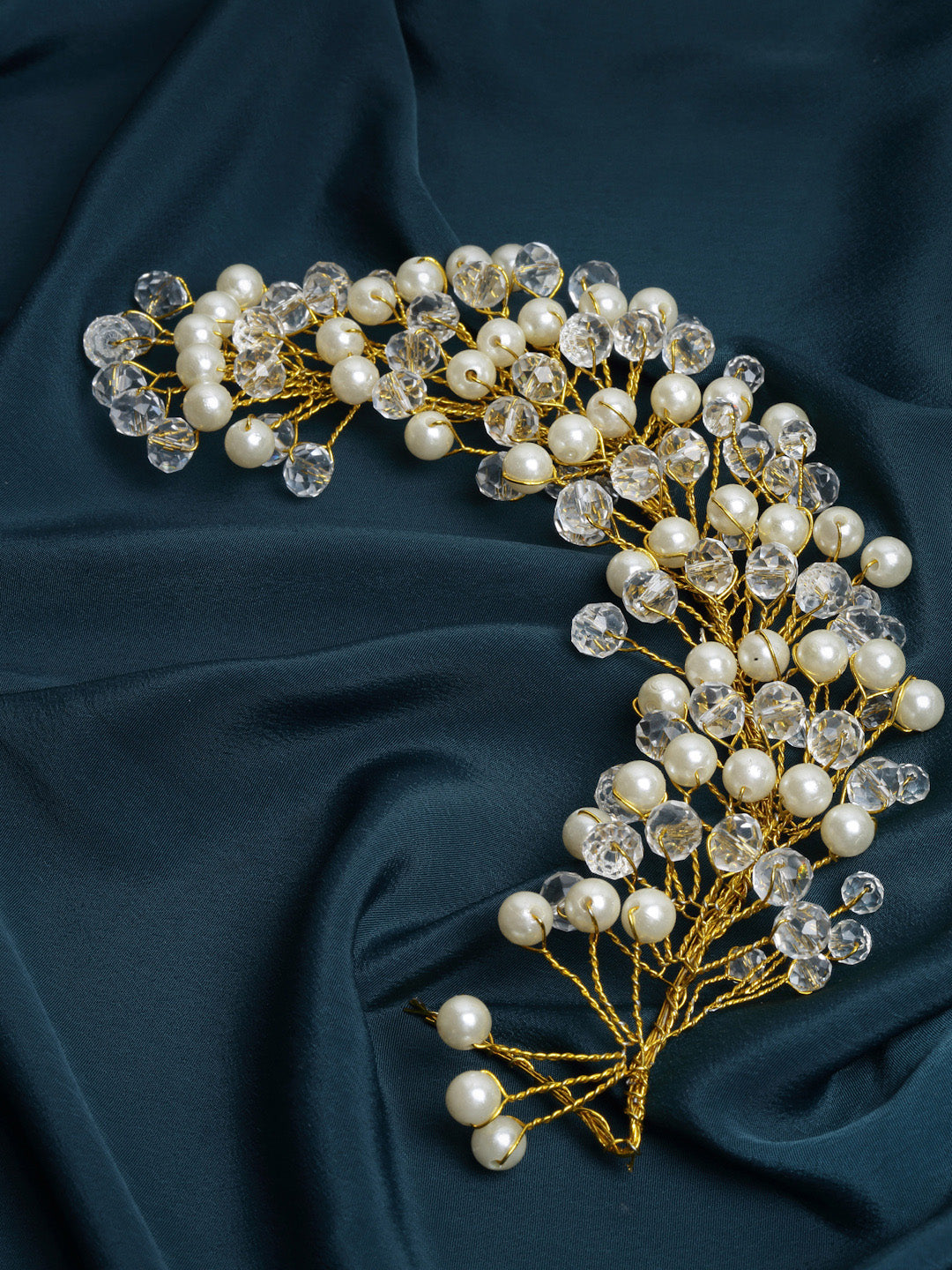Panash Women Gold-Toned & off White Embellished Hair Accessory