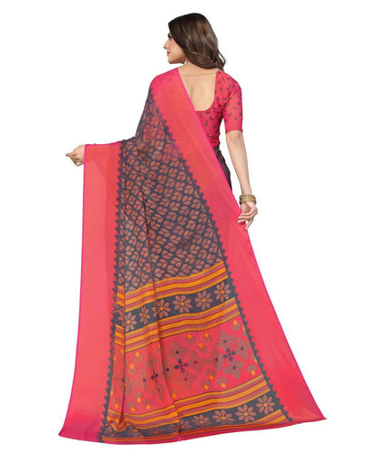 Vamika Grey Chiffon Brasso Bollywood Style Woven Saree (ALIZA GREY)
