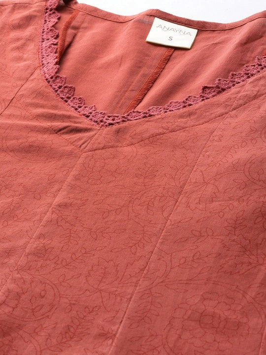 Anayna Anarkali Pure Cotton Kurta With Trousers & Dupatta