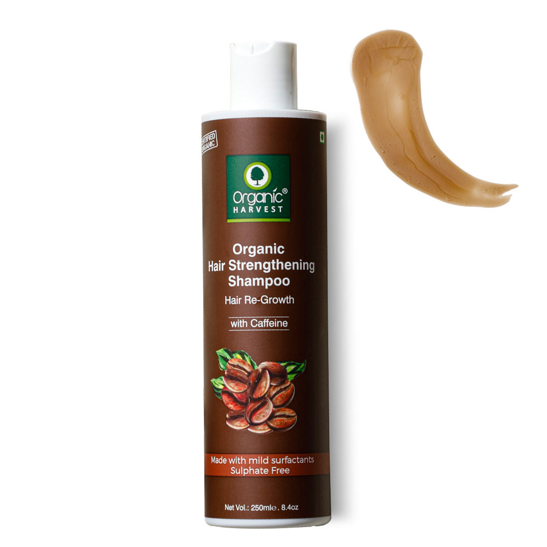 Organic Harvest Organic Hair Strengthening Shampoo Hair Re-Growth With Caffeine - 250 ml