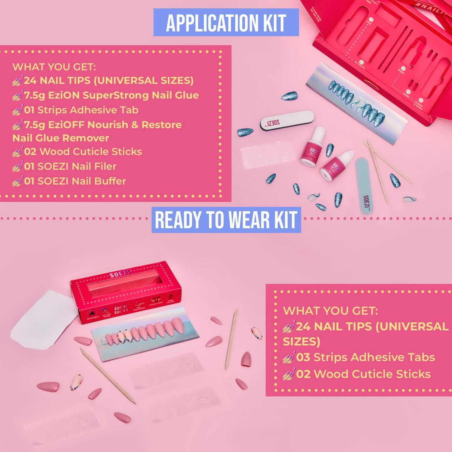SOEZI Heeramandi Toezi Reusable Press On Nails - Ready To Wear Kit