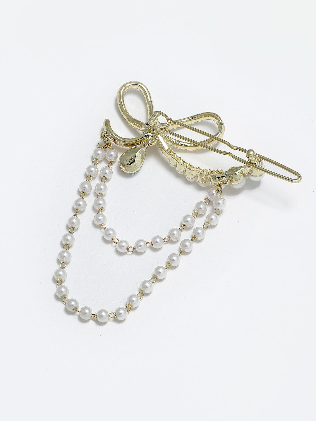 Panash Women Gold-Toned Embellished Chain Drop Hair Pin