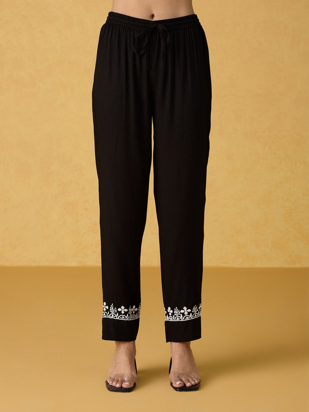 Likha Black Chikankari Kurta Pant & Dupatta LIKSKD305 (Set of 3)