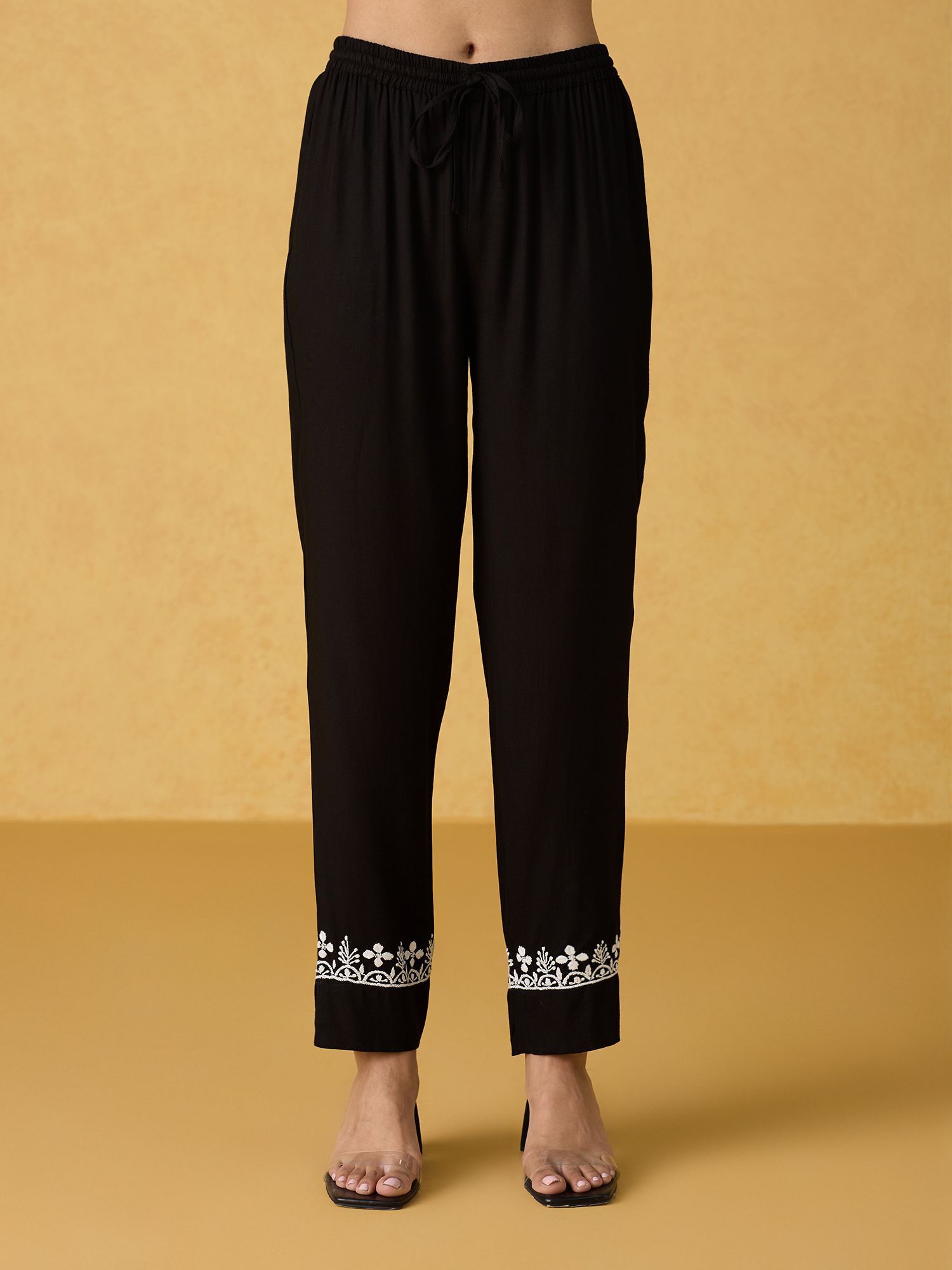 Likha Black Chikankari Kurta Pant & Dupatta LIKSKD305 (Set of 3)