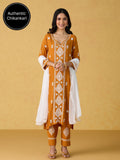 Likha Yellow Chikankari Kurta Pant & Dupatta LIKSKD299 (Set of 3)