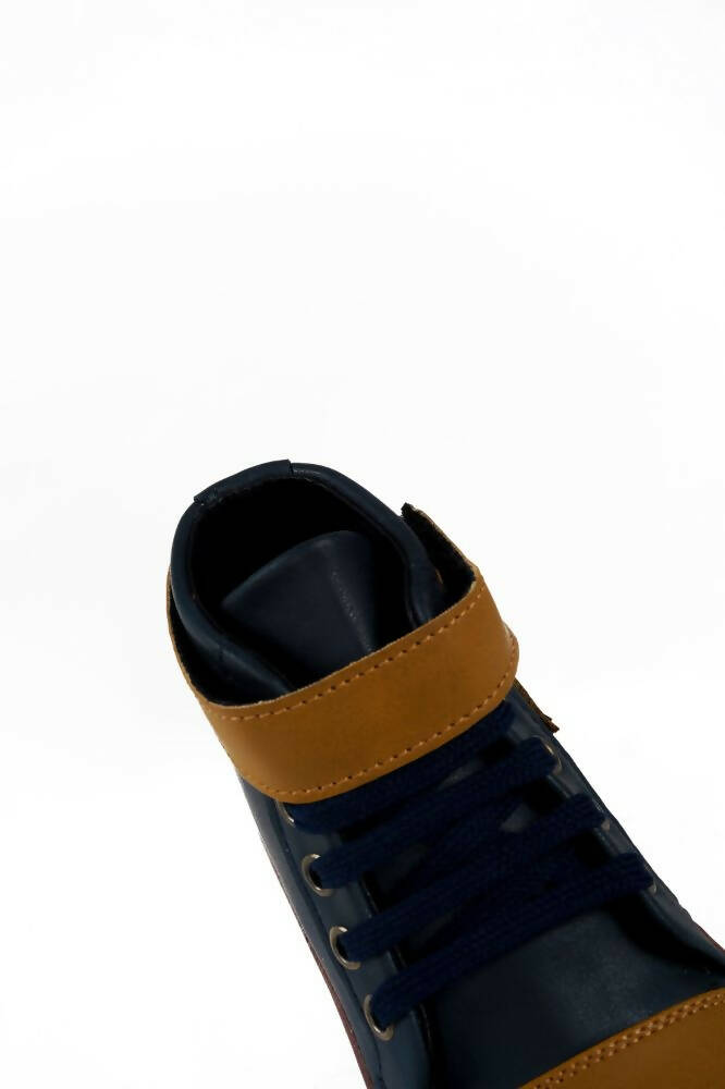 Tiny Bugs Boys Party Wear Mid Top Boots - Navy