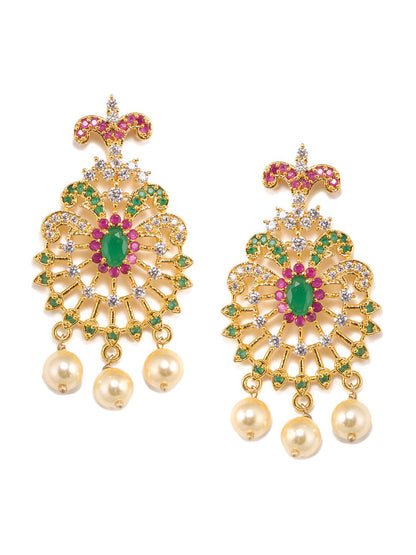 Saraf RS Jewellery Women Gold-Toned & Multi-Coloured CZ-Studded Handcrafted Jewellery Set