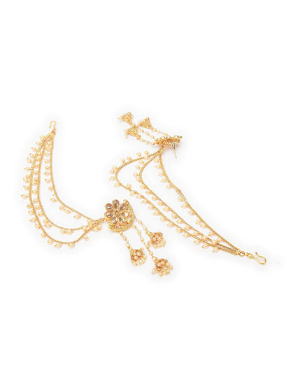 Shining Diva Gold-Polished Taselled Classic Jhumkas