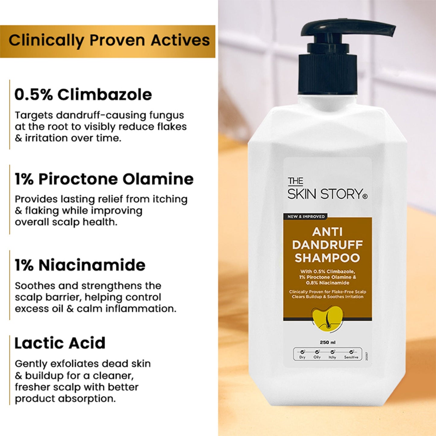 The Skin Story Anti Dandruff Deep Ceansing Shampoo Calms & Soothes Scalp With Saniscalp & Argan Oil