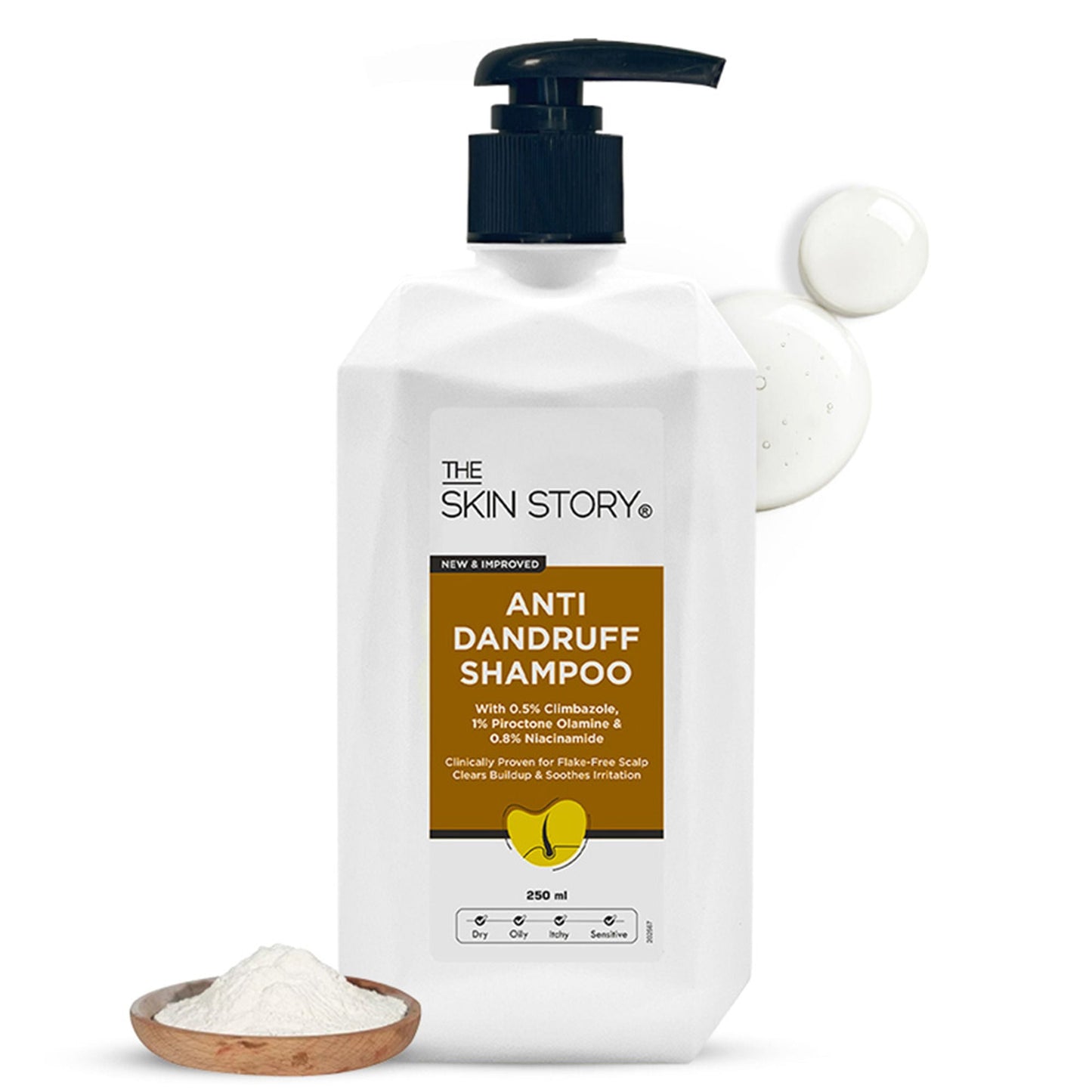 The Skin Story Anti Dandruff Deep Ceansing Shampoo Calms & Soothes Scalp With Saniscalp & Argan Oil