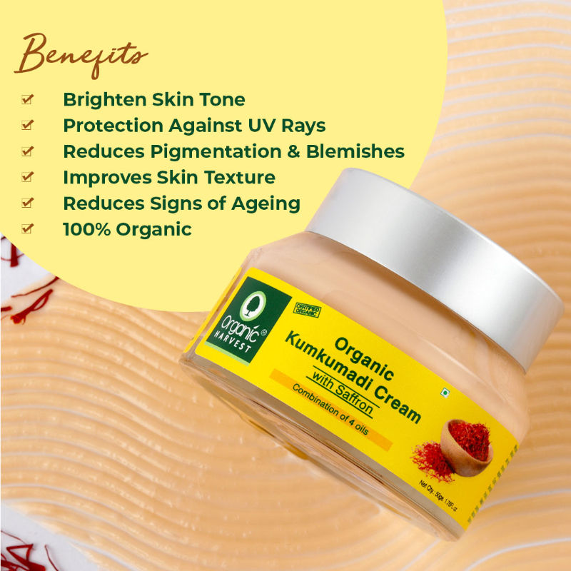 Organic Harvest Organic Kumkumadi Cream With Saffron - 50 gms