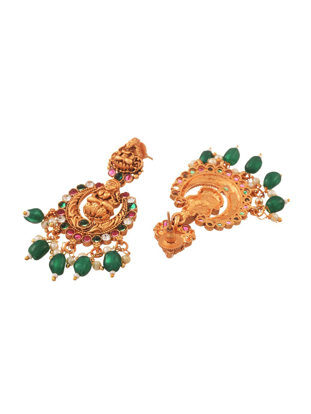 Saraf RS Jewellery Gold-Polished Stone-Studded Jewellery Set