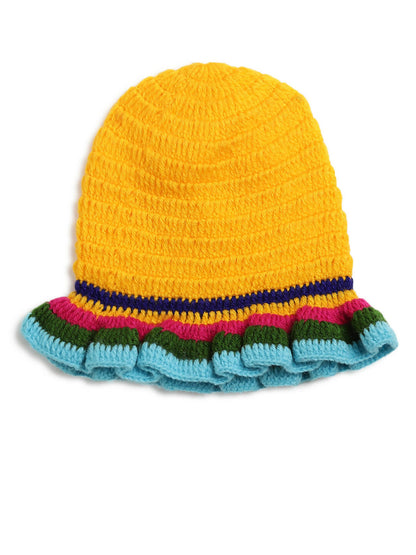 ChutPut Hand knitted Crochet HoneyBee Wool Dress For Baby Girls - Yellow