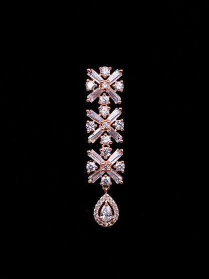 Saraf RS Jewellery Rose Gold-Polished American Diamond Studded Handcrafted Jewellery Set