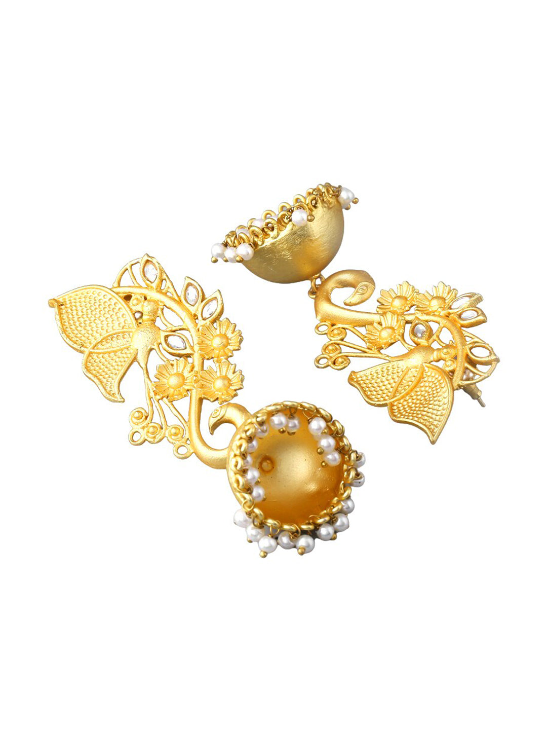 Yellow Chimes Gold-Polished Dome Shaped Jhumkas Earrings