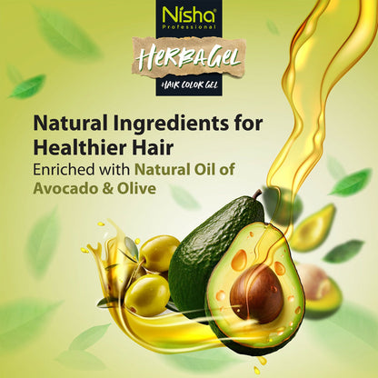 Nisha Herba Care Hair & Beard Colour Gel (Colorant + Developer), Original Black