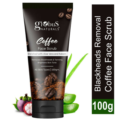 Globus Naturals Coffee Face Scrub Enriched with Aloe Vera and kokum For All Skin Types