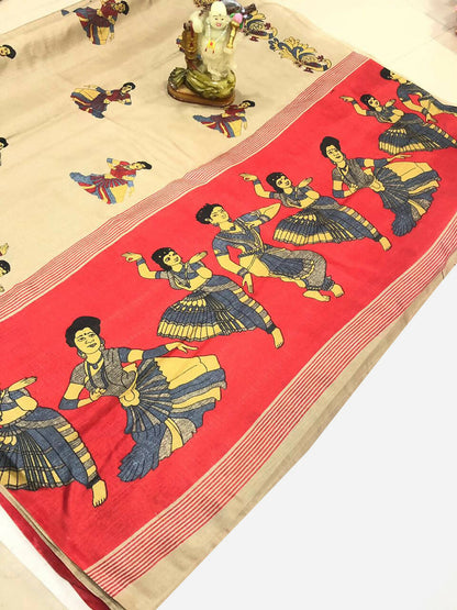 Vamika Chiku Kalamkari With Jhalar Khadi Modern Silk Saree