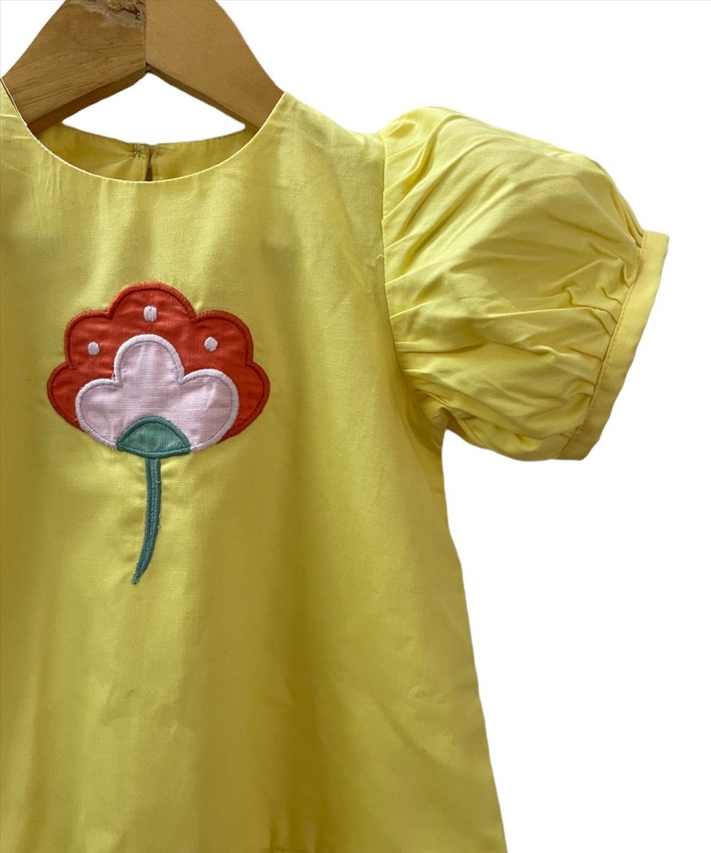 ArthLife Yellow Flower Patch Casual Dress