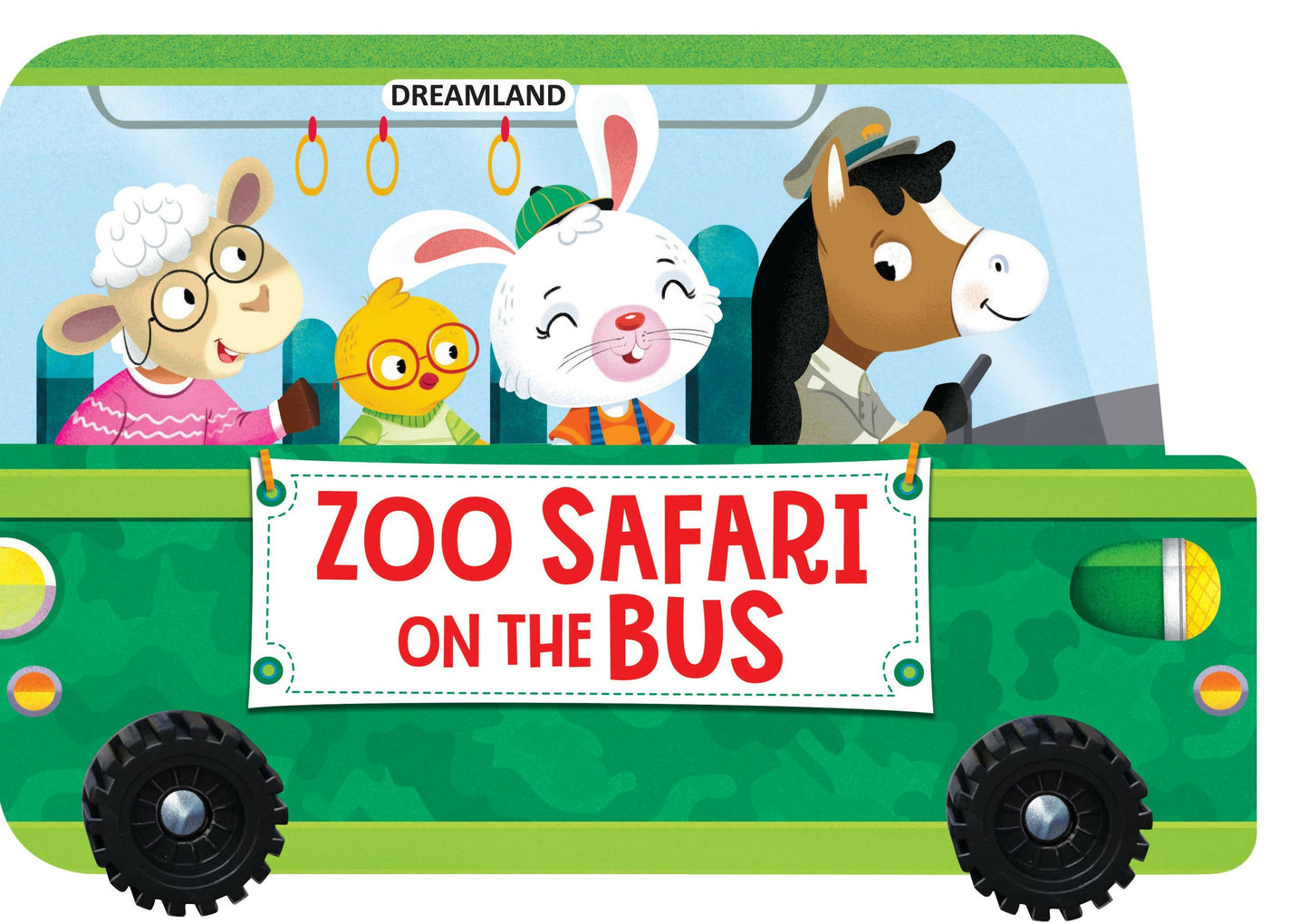 Dreamland Zoo Safari on the Bus- A Shaped Board book with Wheels : Children Picture Board Book