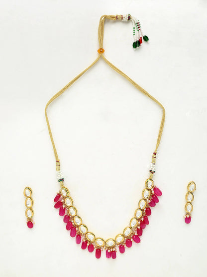 Kundan Choker With Earrings - Ruby Raang