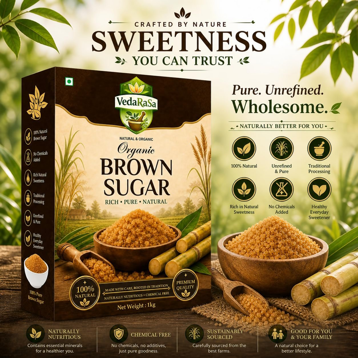VedaRasa Natural Brown Sugar