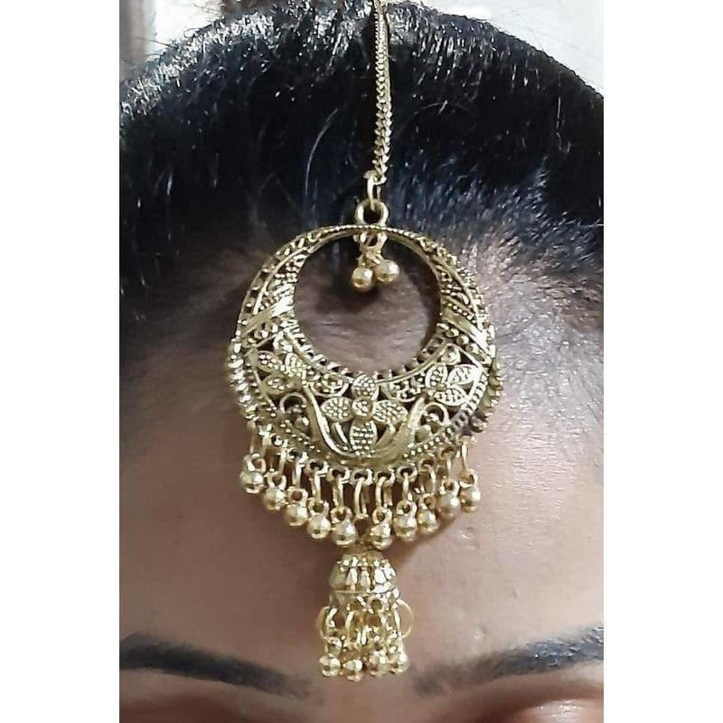 MS Fashion India Traditional Ethnic Wear Maang Tikka With Hanging Jhumka