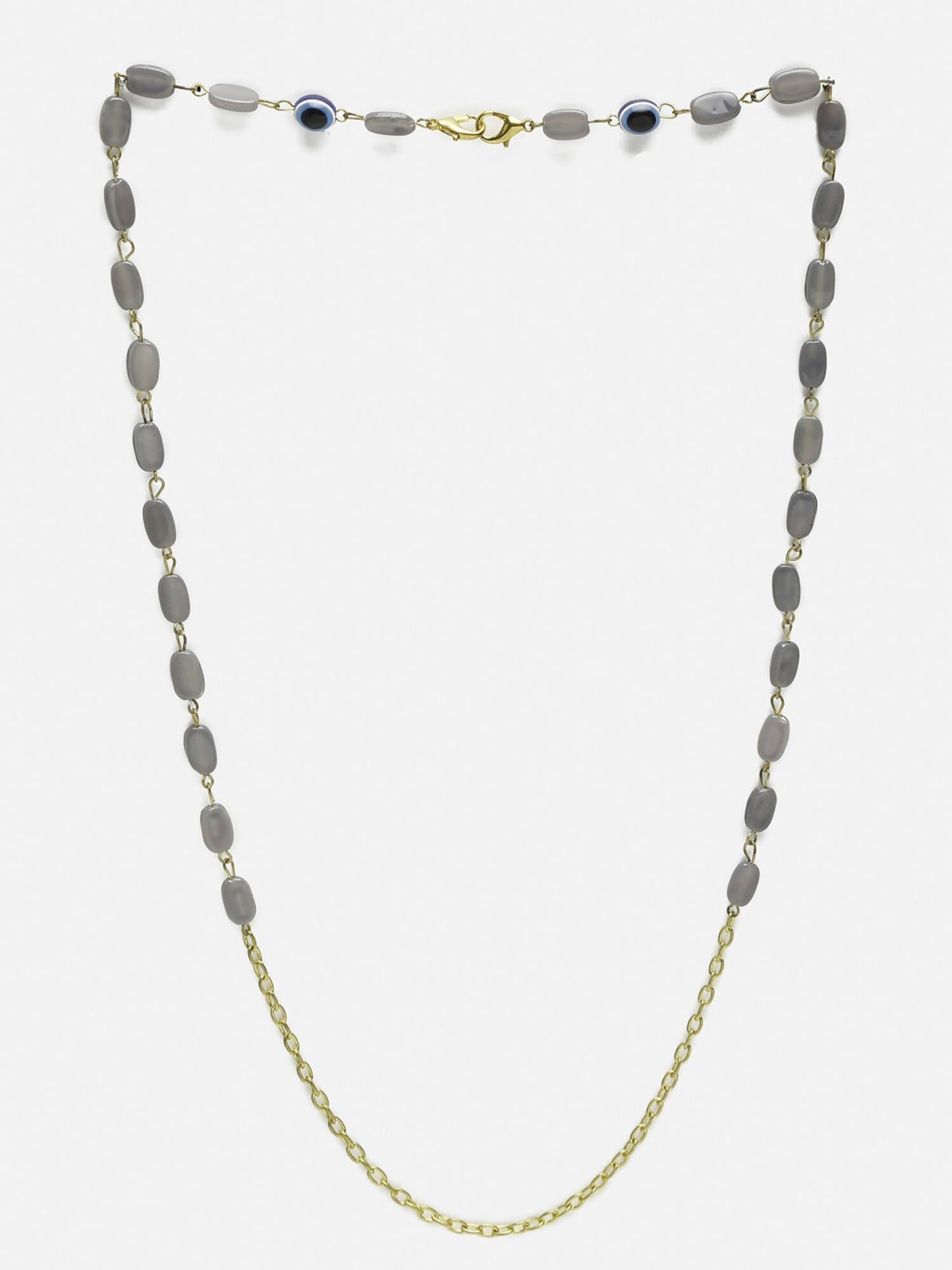 Grey Gold-Toned Alloy Gold-Polished Mask Chain - Ruby Raang