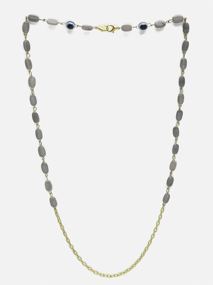 Grey Gold-Toned Alloy Gold-Polished Mask Chain - Ruby Raang