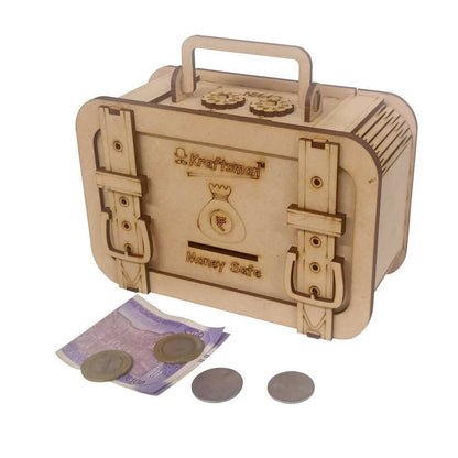 Kraftsman Wooden Money Safe For Kids And Adults | Make In India | Briefcase Style