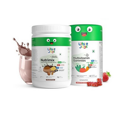 Little Joys Nutrimix Powder Hazelnut Chocolate + Multivitamin Gummies Combo