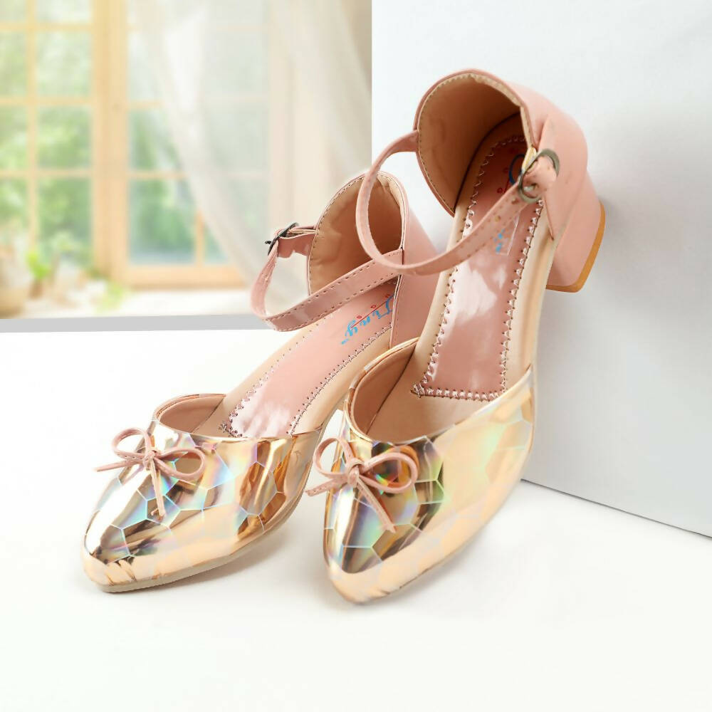Tiny Bugs Girls Party Wear Ballerinas Heels - Peach