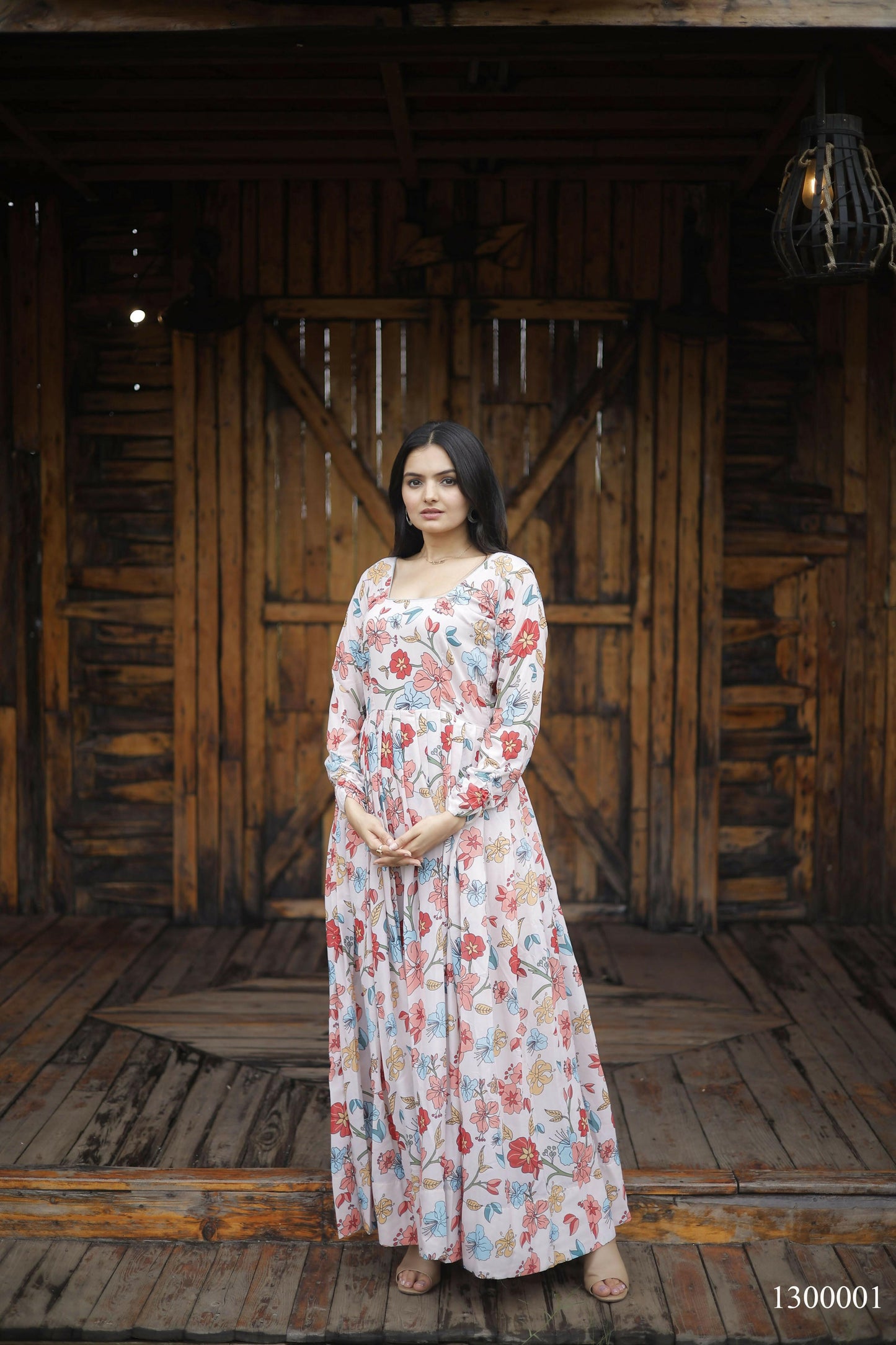 Aayaa Georgette Gown With Heavy Digital Print - Multi Color